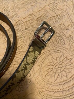 Michael Kors signature design belt 45” long brand new brown & Beige